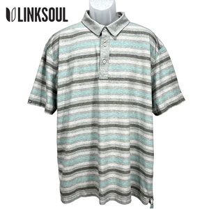 Linksoul | Men’s XXL | 100% Luxury Cotton Short Sleeve Striped Golf Polo Shirt‎